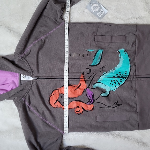 NWT! The Little Mermaid Grey Fleece Zippered Hoodie! Size small! - Picture 10 of 15